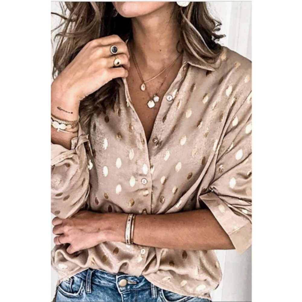 NWT - Gold Polka Dot Blouse